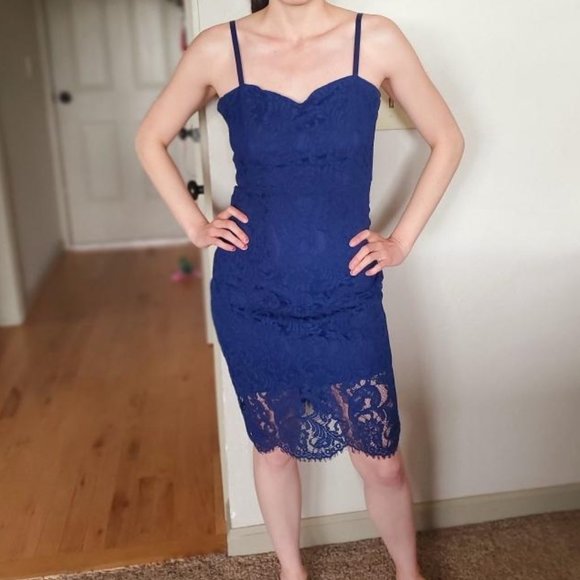 Lulu's Royal Blue Lace Dress - Picture 2 of 5
